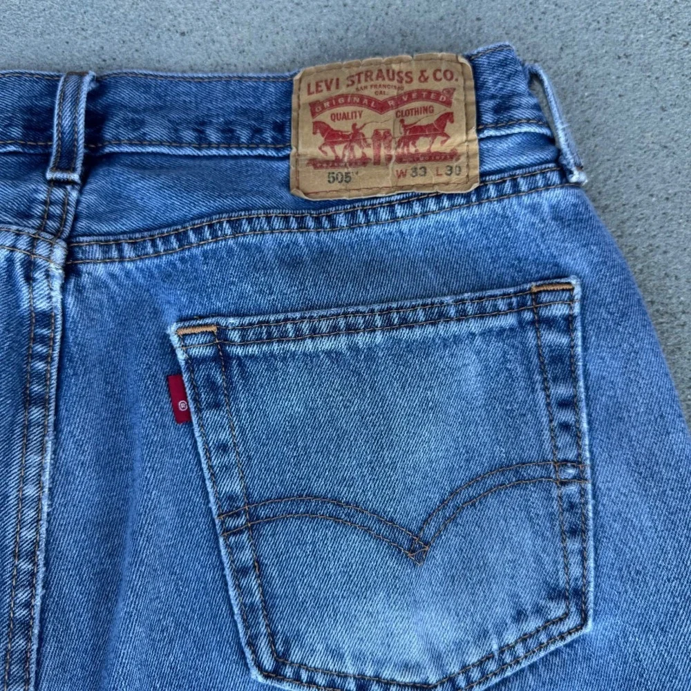 Levi's 505 Regular Fit Straight Leg Jeans Men 33x30‎ Blue Denim 100% Cotton